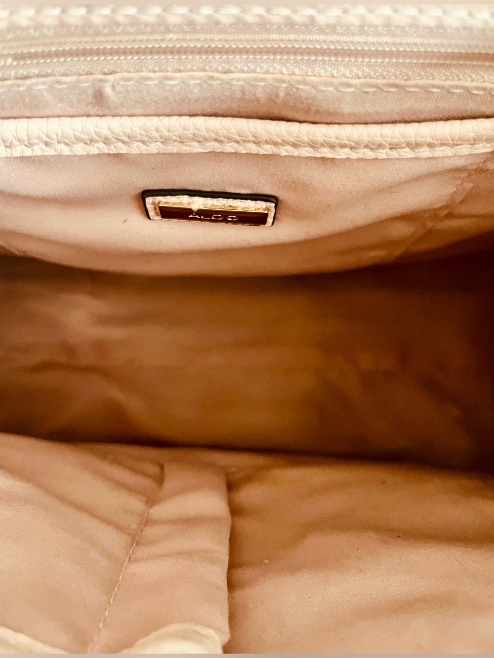 ALDO tote bag with textured faux leather, top zip closure & dual top handles. - Picture 6 of 7